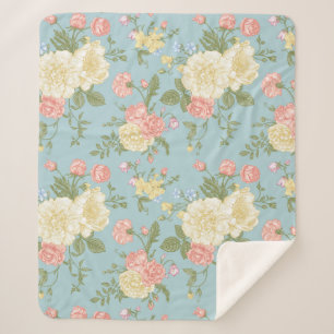 Garden Peony Floral Pattern Sherpadecke