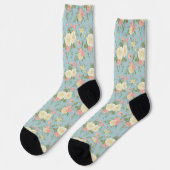 Garden Peony Floral Pattern Socken (Linkes Detail)