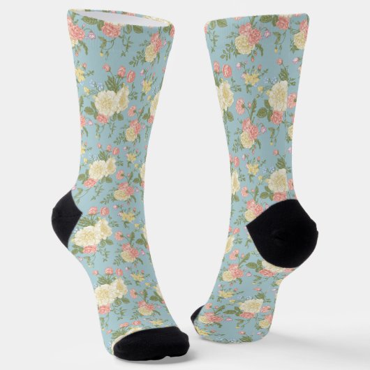 Garden Peony Floral Pattern Socken (Gewinkelt)