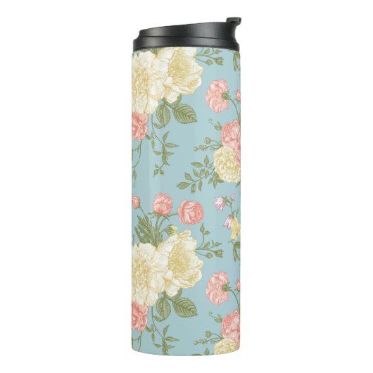 Garden Peony Floral Pattern Thermosbecher (Nach links gedreht)