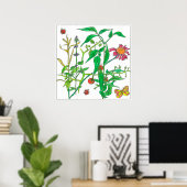 Garden Pflanze Konflower Ladybug Butterfly Poster (Heimbüro)