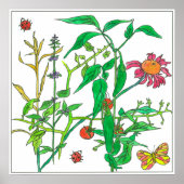 Garden Pflanze Konflower Ladybug Butterfly Poster (Vorne)