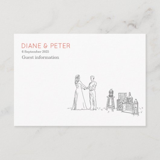 Garden Picnic Minimalistisch Black and White Weddi Begleitkarte (Vorderseite)