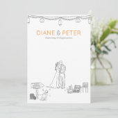 Garden Picnic Minimalistisch Black and White Weddi Einladung (Stehend Vorderseite)