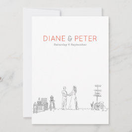 Garden Picnic Minimalistisch Black and White Weddi Einladung