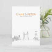 Garden Picnic Minimalistisch Black and White Weddi Einladung (Stehend Vorderseite)