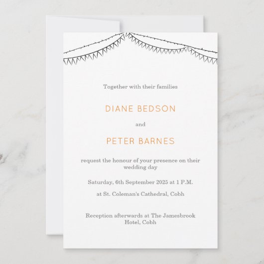 Garden Picnic Minimalistisch Black and White Weddi Einladung (Rückseite)