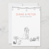 Garden Picnic Minimalistisch Black and White Weddi Einladung (Vorderseite)