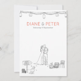 Garden Picnic Minimalistisch Black and White Weddi Einladung