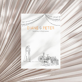 Garden Picnic Minimalistisch Black and White Weddi Einladung