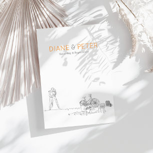 Garden Picnic Minimalistisch Black and White Weddi Einladung