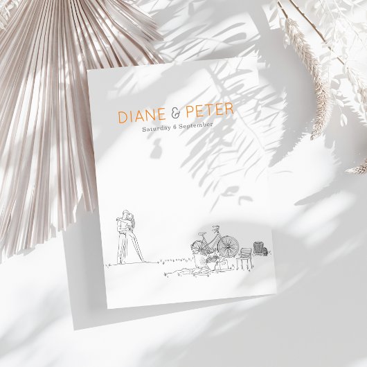 Garden Picnic Minimalistisch Black and White Weddi Einladung