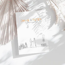 Garden Picnic Minimalistisch Black and White Weddi Einladung