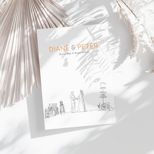 Garden Picnic Minimalistisch Black and White Weddi Einladung