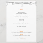 Garden Picnic Minimalistisch Black and White Weddi Menükarte (Rückseite)