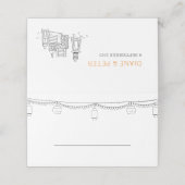 Garden Picnic Minimalistisch Black and White Weddi Platzkarte (Außenseite Aufgefaltet)