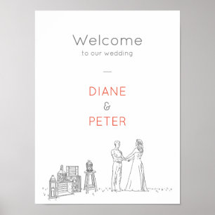 Garden Picnic Minimalistisch Black and White Weddi Poster