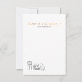 Garden Picnic Minimalistisch Black and White Weddi RSVP Karte