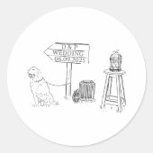 Garden Picnic Minimalistisch Black and White Weddi Runder Aufkleber (Vorderseite)