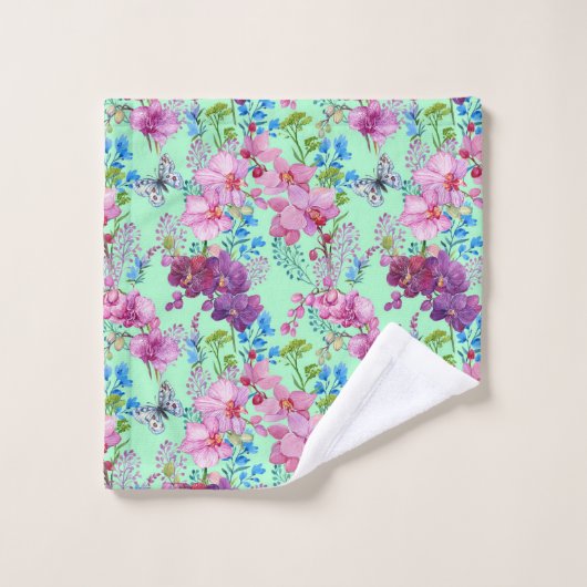 Garden Pink and Purple Orchids Badhandtuch Set (Waschlappen)