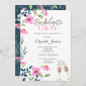 Garden Pink Blume Bachelorette Einladung (Vorne/Hinten)