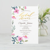 Garden Pink Blume Brautparty Einladung (Stehend Vorderseite)