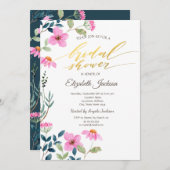 Garden Pink Blume Brautparty Einladung (Vorne/Hinten)