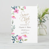 Garden Pink Blume Save the Date (Stehend Vorderseite)