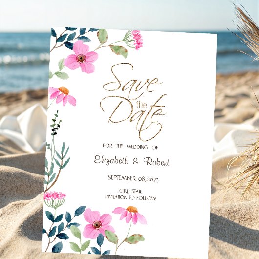 Garden Pink Blume Save the Date