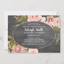 Garden Pink Blumenkhalkboard Grad Party Einladung