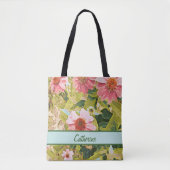 Garden Pink Coneflowers Blätter Name Personalisier Tasche (Vorderseite)