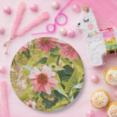 Garden Pink Coneflowers Green Blätter Party Pappteller (Party)