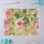 Garden Pink Conflices on Green Blätter Art Seidenpapier (Basteln)