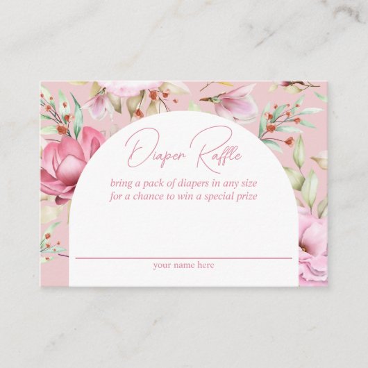 Garden Pink Floral Diaper Raffle Begleitkarte (Vorderseite)
