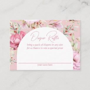Garden Pink Floral Diaper Raffle Begleitkarte