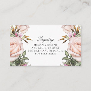 Garden Pink Floral Registry Card Begleitkarte