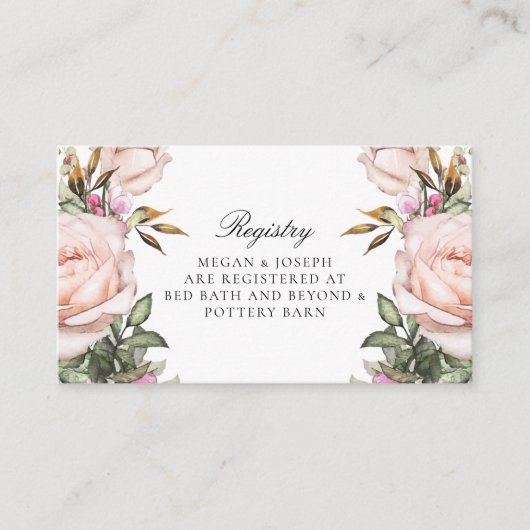 Garden Pink Floral Registry Card Begleitkarte (Vorderseite)