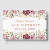 Garden Pink Summer Rose Floral 60th Birthday Foil Gästebuch (Vorderseite)
