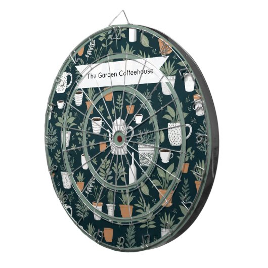 Garden Plants and Coffee Personalized Dartscheibe (Vorderseite rechts)