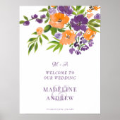 Garden Purple Orange Floral wedding Welcome Poster (Vorne)