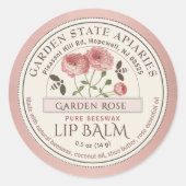 Garden Rose Bienenwachs Lip Balm mit Rose Blume Bi Runder Aufkleber (Vorderseite)