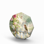 Garden Rose Bird Watercolor Scene Fotoblock (Rechts)