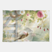 Garden Rose Bird Watercolor Scene Geschirrtuch (Horizontal)