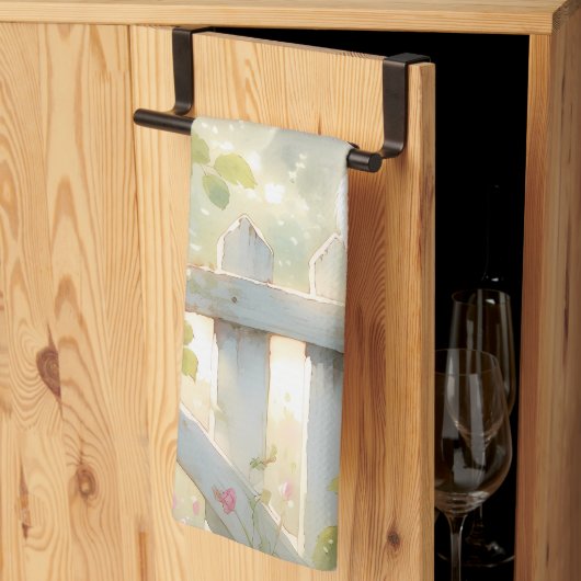 Garden Rose Bird Watercolor Scene Geschirrtuch (Drittel gefaltet)