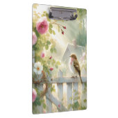 Garden Rose Bird Watercolor Scene Klemmbrett (Rechts)