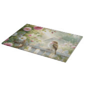 Garden Rose Bird Watercolor Scene Schneidebrett (Ecke)