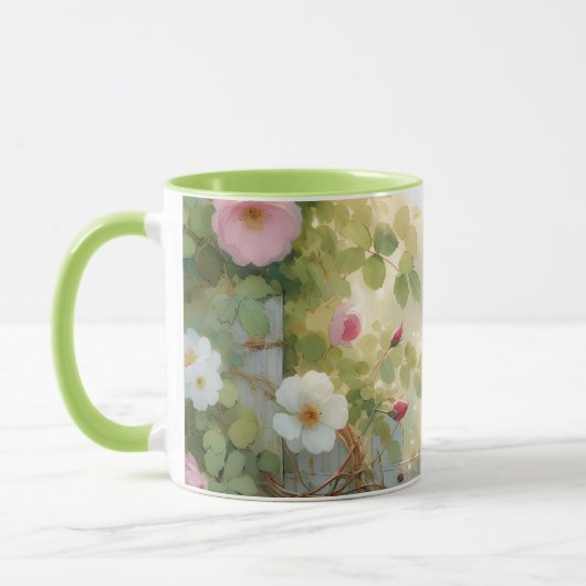 Garden Rose Bird Watercolor Scene Tasse (Links)