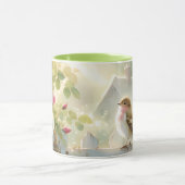 Garden Rose Bird Watercolor Scene Tasse (Zentrum)