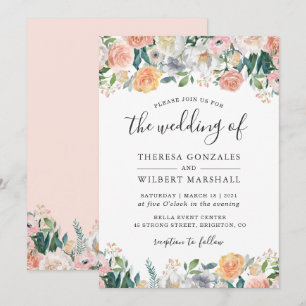 Garden Rose Blühende Hochzeit Einladung