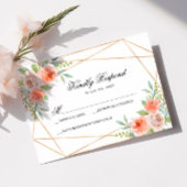 Garden Rose & Gold Frame Wedding RSVP Card Karte